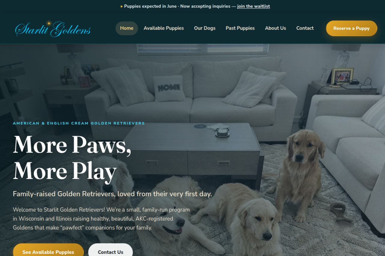 Starlit Golden Retrievers website